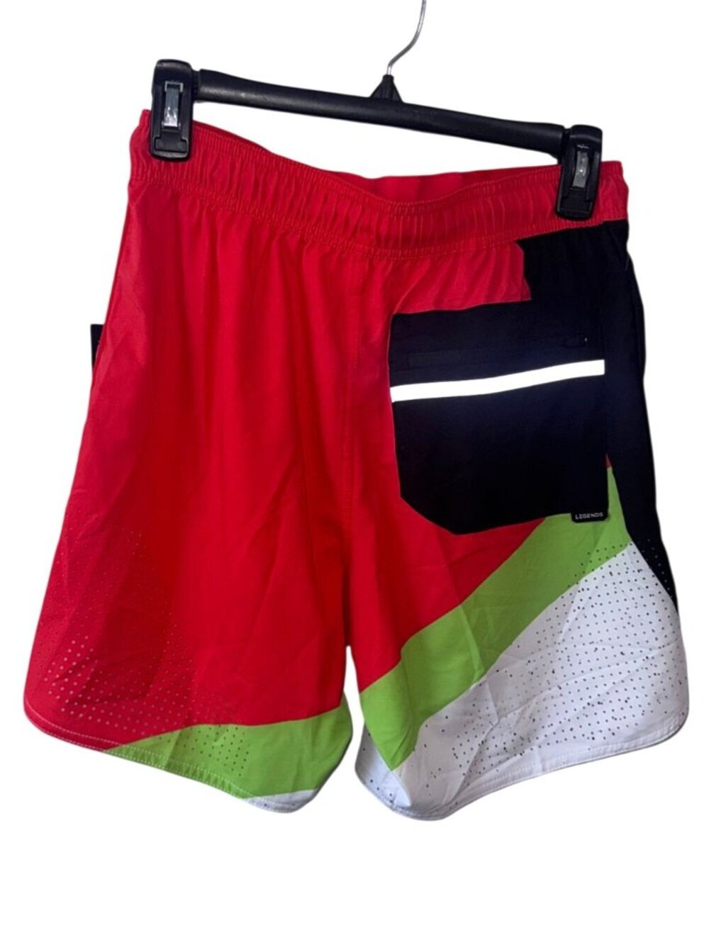 Legends Mens Red Multi-Color Athletic Shorts With Pockets & Drawstring Size L - Picture 3 of 6